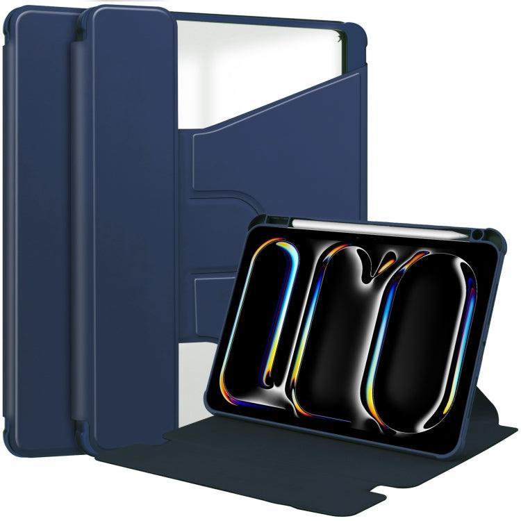 Apple iPad Pro 13 2024 Transparent Rotation Smart Leather Tablet Case Cover (Dark Blue)