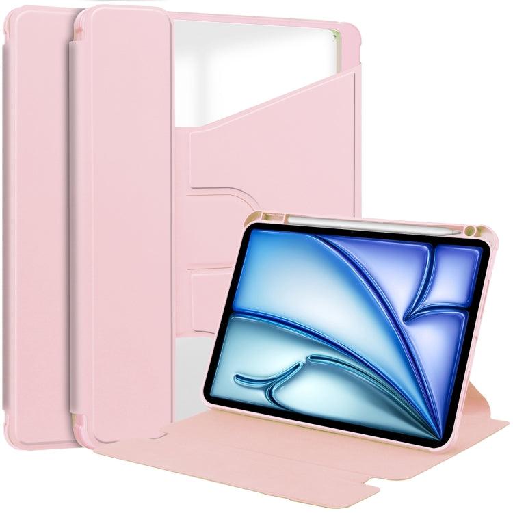 Apple iPad Air 13 2024 Transparent Rotation Smart Leather Tablet Case Cover (Pink)