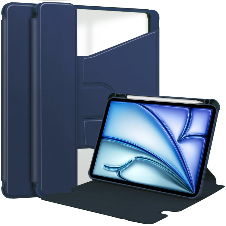 Apple iPad Air 13 2024 Transparent Rotation Smart Leather Tablet Case Cover (Dark Blue)