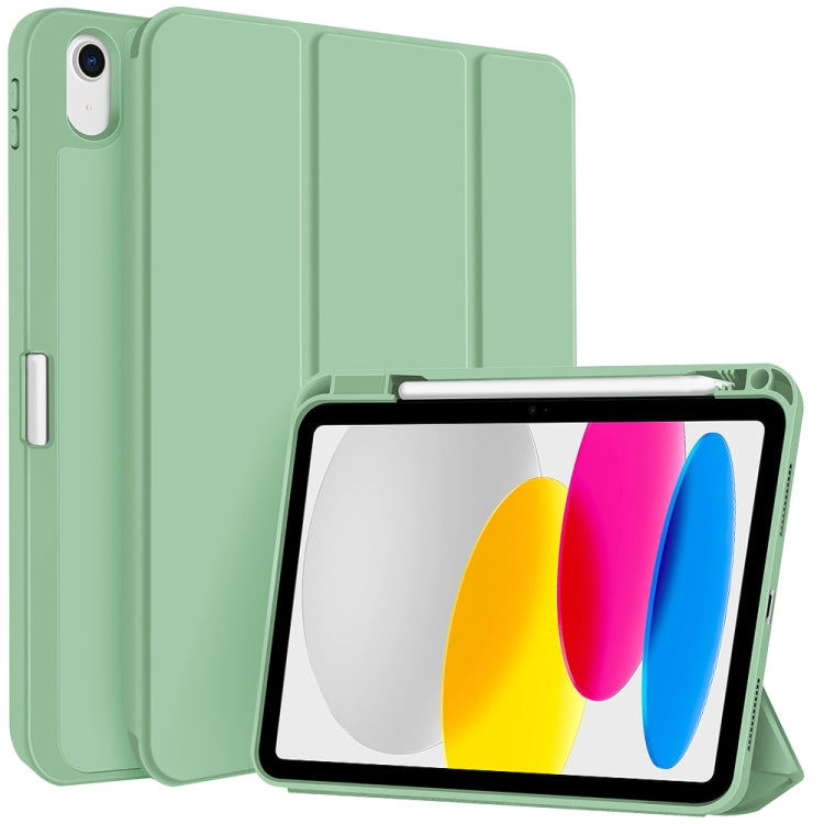 Apple iPad 2025 / 2022 3-fold TPU Smart Leather Tablet Case Cover with Pen Slot - Green