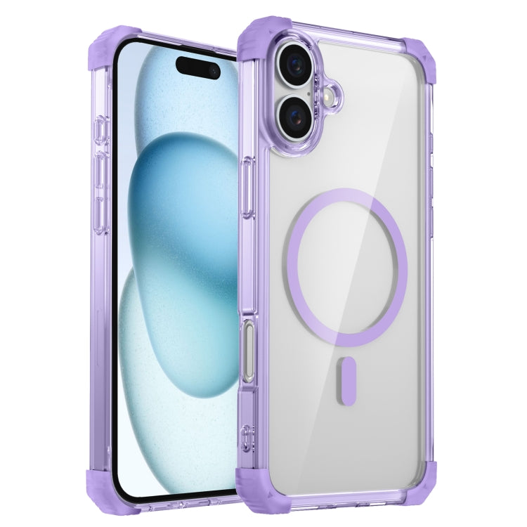 Apple iPhone 16 Transparent MagSafe Magnetic Phone Case Cover (Purple)