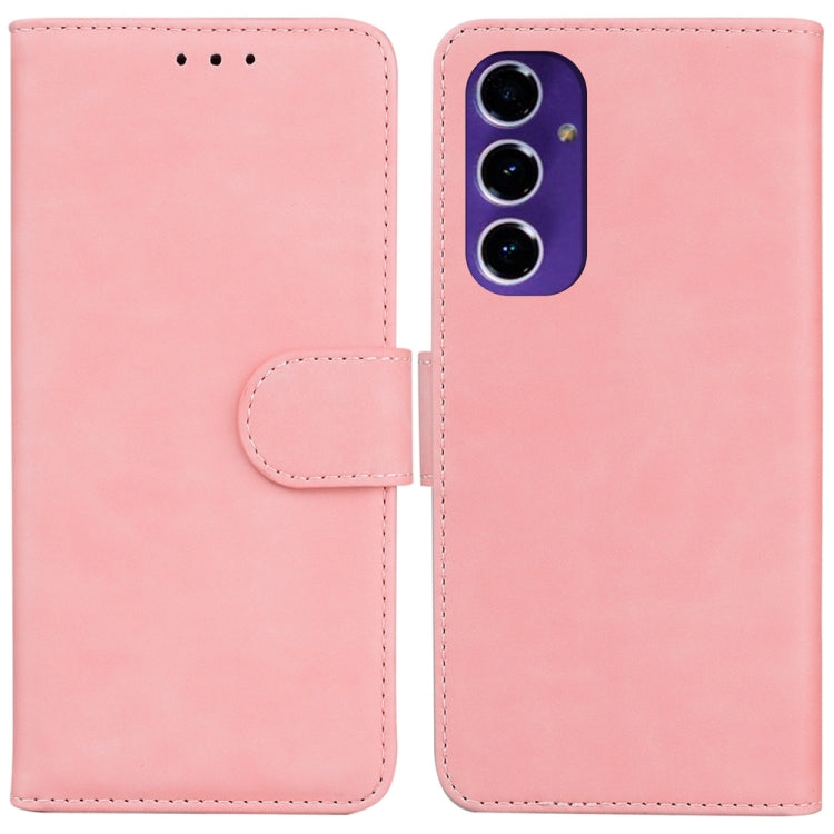 Samsung Galaxy S24 FE 5G Skin Feel Pure Color Flip Leather Phone Case Cover (Pink)