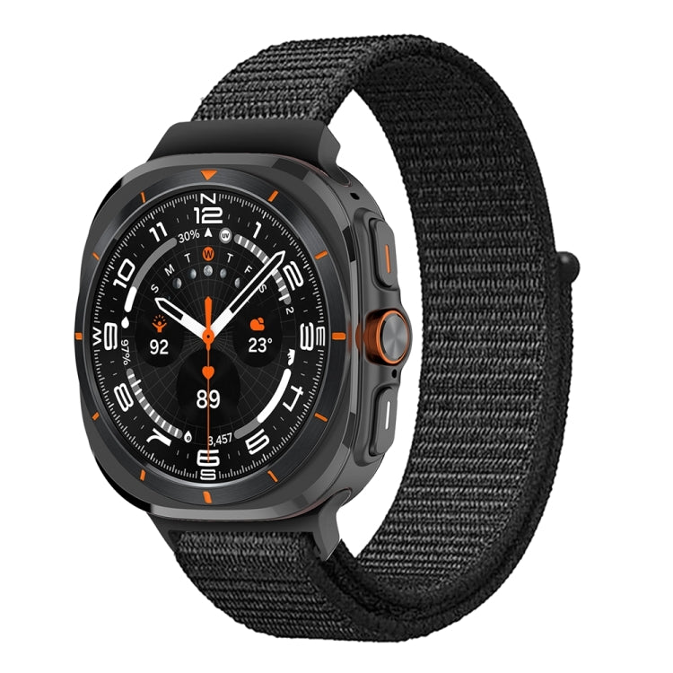 Samsung Galaxy Watch Ultra 47mm Plastic Connector Nylon Loop Watch Band (Dark Black)
