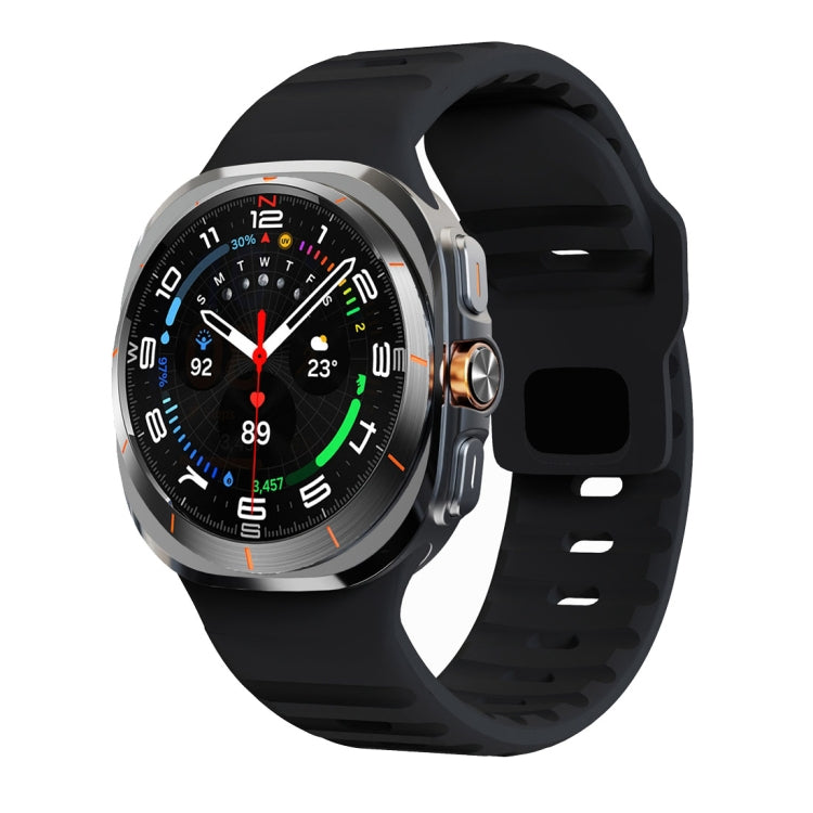 Samsung Galaxy Watch Ultra 47mm Wave Texture Reverse Buckle Silicone Watch Band (Black)