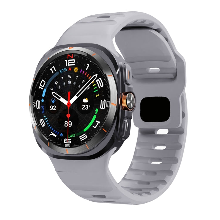Samsung Galaxy Watch Ultra 47mm Wave Texture Reverse Buckle Silicone Watch Band (Light Grey)