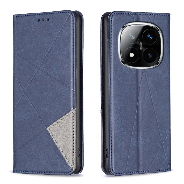 Xiaomi Redmi Note 14 Pro 5G / Note 14 Pro+ 5G Rhombus Texture Magnetic Leather Phone Case Cover (Blue)