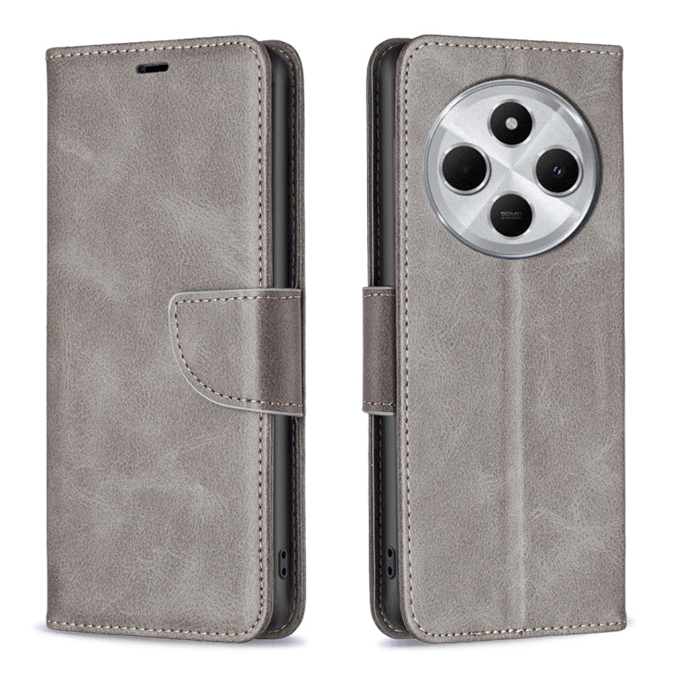 Xiaomi Redmi 14C 4G Lambskin Texture Pure Color Flip Leather Phone Case Cover (Grey)