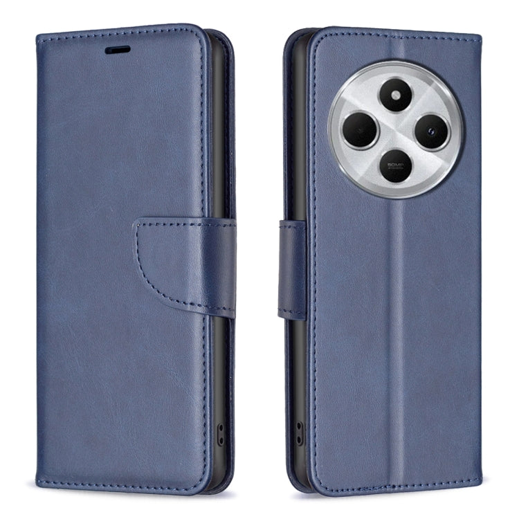 Xiaomi Redmi 14C 4G Lambskin Texture Pure Color Flip Leather Phone Case Cover (Blue)