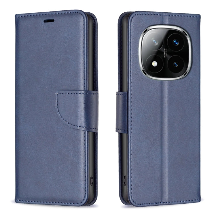 Xiaomi Redmi Note 14 Pro 5G / Note 14 Pro+ 5G Lambskin Texture Pure Color Flip Leather Phone Case Cover (Blue)