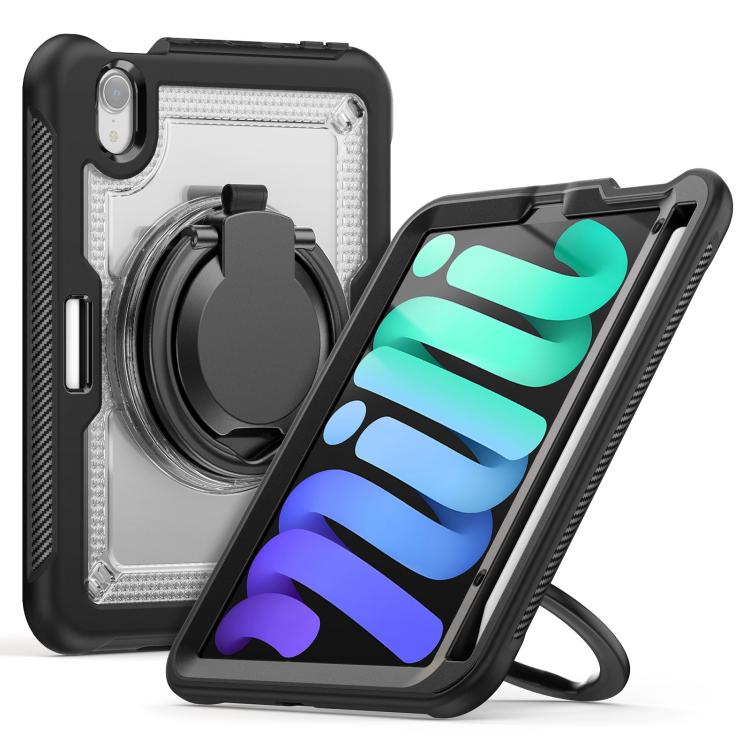 Apple iPad mini 2024 / mini 6 Honeycomb Hybrid Tablet Case Cover with Handle Holder & Strap (Transparent)