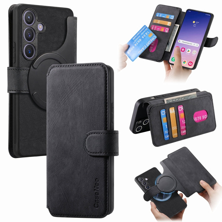 Samsung Galaxy S24 FE 5G Neo MagSafe RFID Anti-theft Retro Leather Case Cover - Black