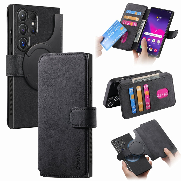 Samsung Galaxy S24 Ultra 5G Neo MagSafe RFID Anti-theft Retro Leather Case Cover - Black