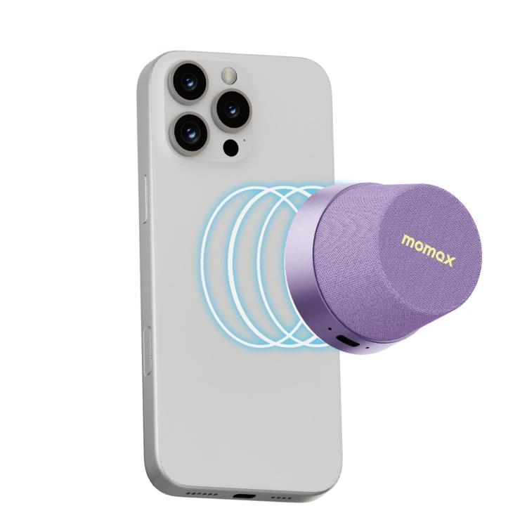 Momax 1-Vibe Go - Purple, Magnetic Portable Bluetooth Speaker - Mini Waterproof Shower Speaker with Bass, 12H Playtime, Outdoor Speaker True Wireless Stereo Pairing for Golf, Beach, Home, Travel, Gift Ideas