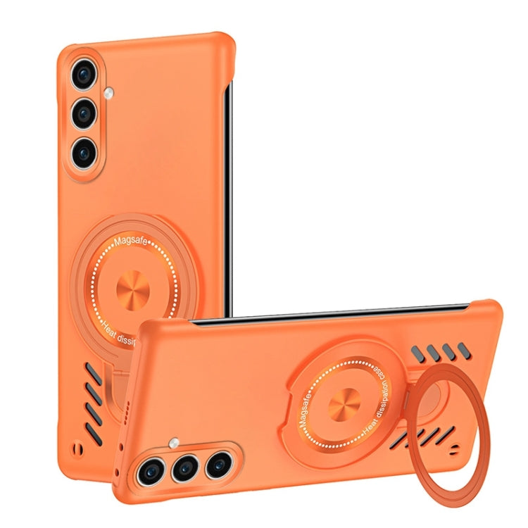 Samsung Galaxy S23 5G Ice Sense Series Graphene Cooling MagSafe Holder Phone Case Cover (Orange)