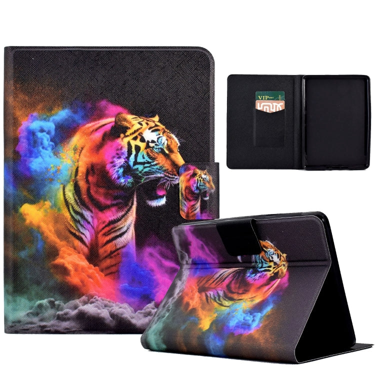 Amazon Kindle Paperwhite 12th 2024 Coloured Drawing Smart Leather Tablet Case Cover (Tiger)