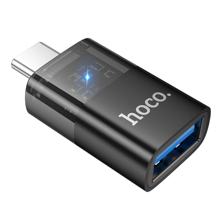 hoco USB-C / Type-C Male to USB Female OTG Transparent Adapter (Black)