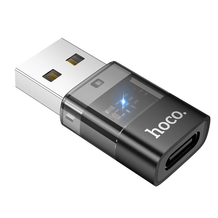 hoco USB Male to USB-C / Type-C Female OTG Transparent Adapter (Black)