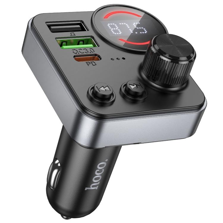 hoco Alegria 48W Dual Port PD 30W and QC 3.0 Car Bluetooth FM Transmitter (Black)