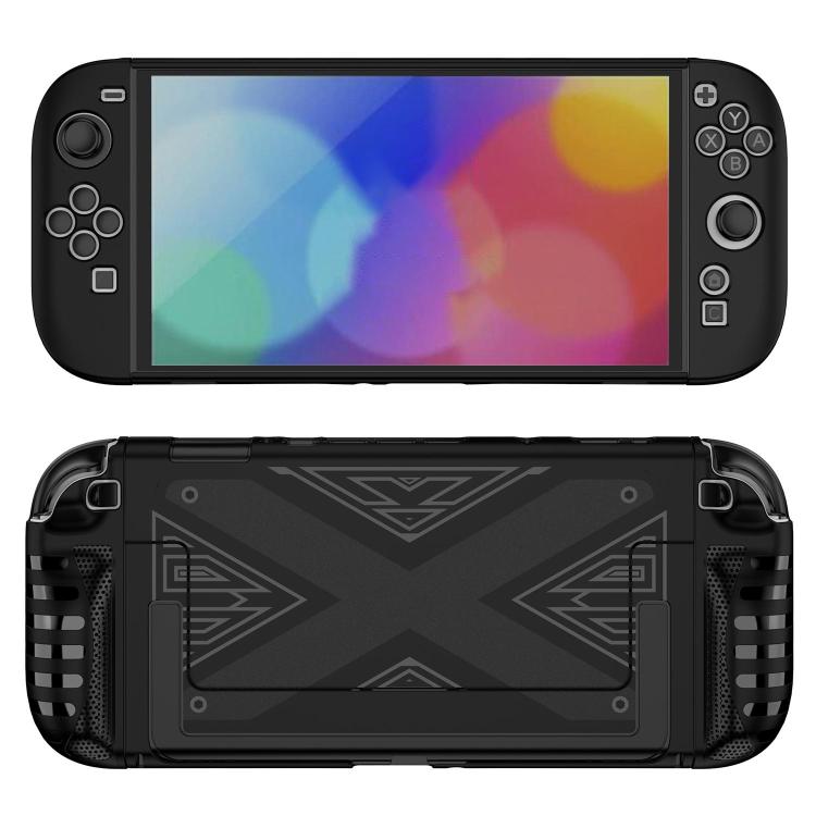 Nintendo Switch 2 Detachable X-Pattern Protective Case Cover with Holder - Black