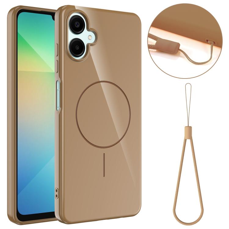 Samsung Galaxy A06 4G / 5G Glossy TPU Shockproof MagSafe Phone Case Cover with Lanyard - Gold