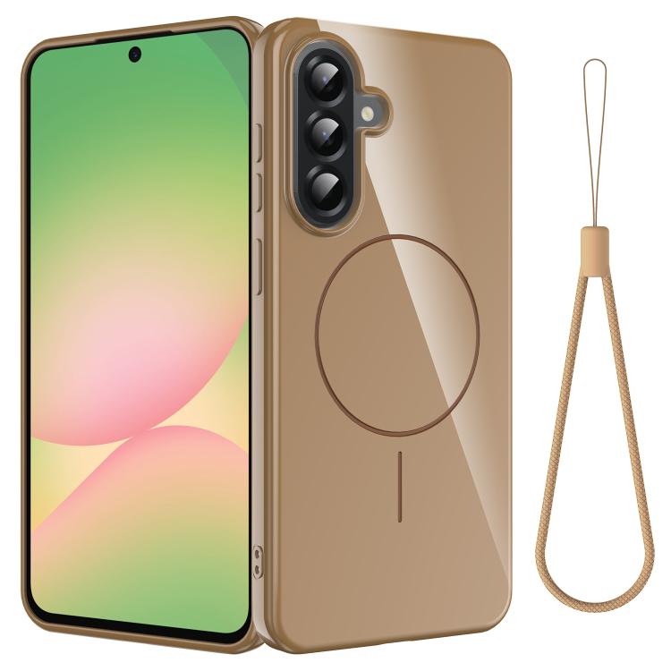 Samsung Galaxy A16 4G / 5G Glossy TPU Shockproof MagSafe Case with Lanyard - Gold