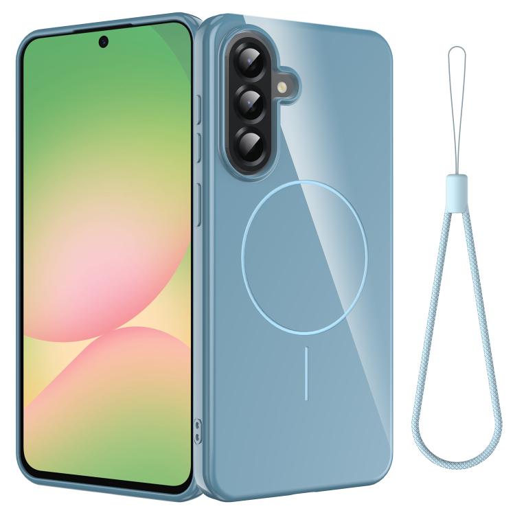 Samsung Galaxy A36 5G Glossy TPU Shockproof MagSafe Phone Case with Lanyard - Blue