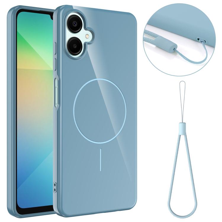 Samsung Galaxy A07 4G Glossy TPU Shockproof MagSafe Phone Case with Lanyard - Blue