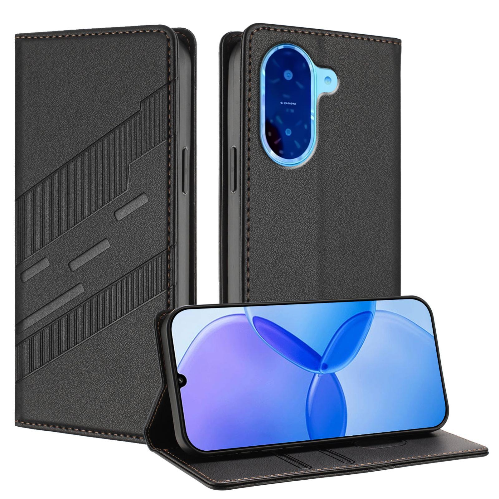Redmi A5 4G 173.3mm Embossed Multi-functional Wallet Retro Leather Phone Case Cover - Black