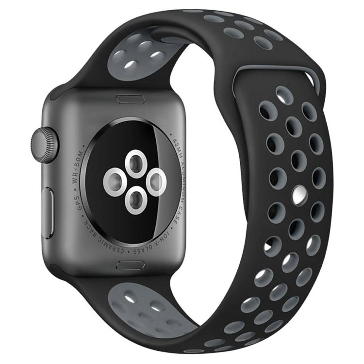 Apple Watch 46mm / 49mm / 45mm / 44mm xDfind Two Color Silicone Sports Watch Band (Black Grey)