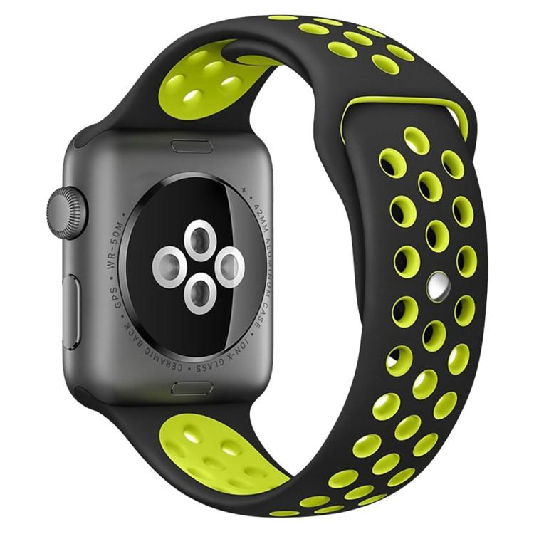 Apple Watch 42mm / 41mm / 40mm / 38mm xDfind Two Color Silicone Sports Watch Band (Black Yellow)