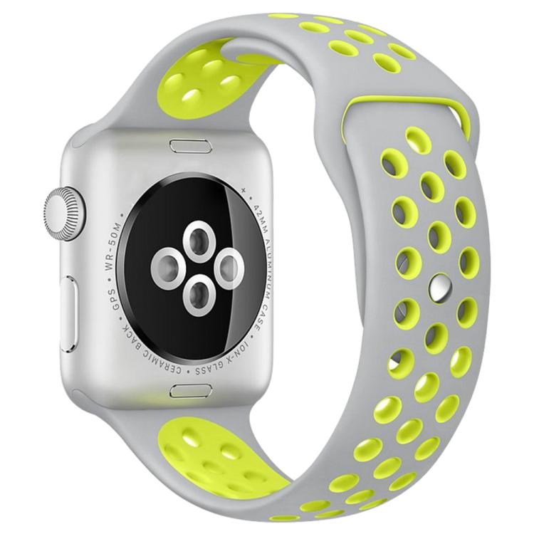Apple Watch 42mm / 41mm / 40mm / 38mm xDfind Two Color Silicone Sports Watch Band (Grey Yellow)