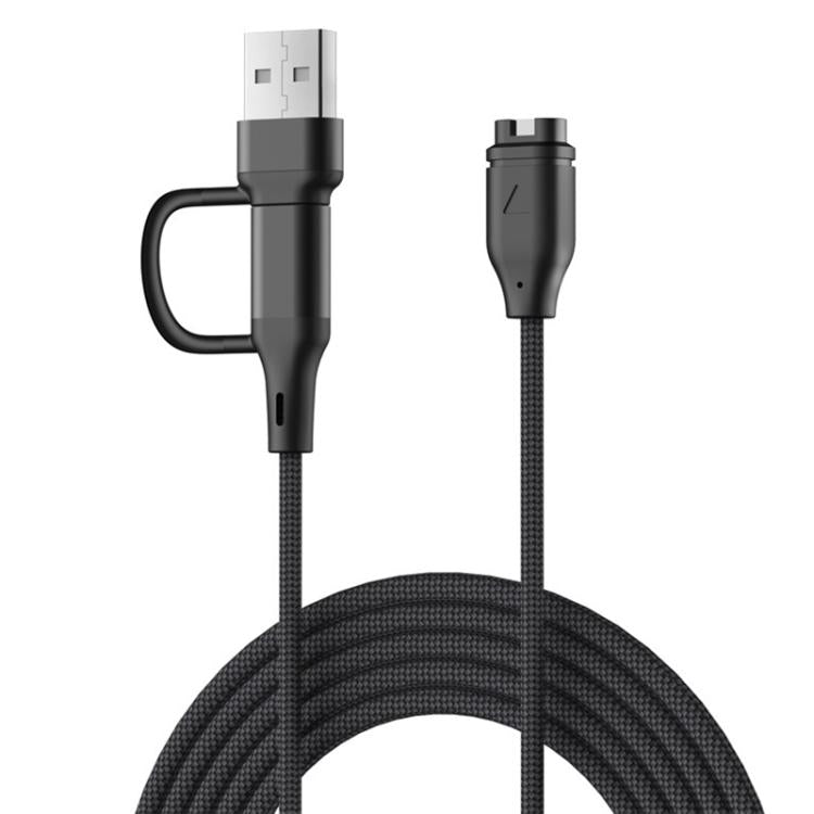 Garmin Fenix 8 / 7X / 6S Pro xDfind 2 in 1 Type-C and USB-A Ports Watch Charging Cable, Length: 1m (Black)