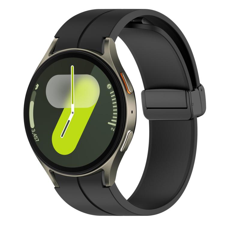 Samsung Galaxy Watch7, Watch FE, Watch 6, Watch 5, Watch 4 xDfind Fold Magnetic Black Buckle Silicone Watch Band - Black