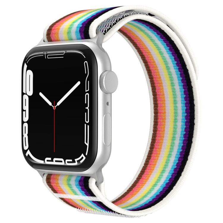 Apple Watch 46mm / 49mm / 45mm / 44mm xDfind Dual-Section Loop Nylon Watch Band (White Rainbow)