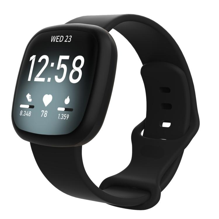 Silicone Watch Band for Fitbit Versa 4, Versa 3, Sense 2, Sense - Size S, Black