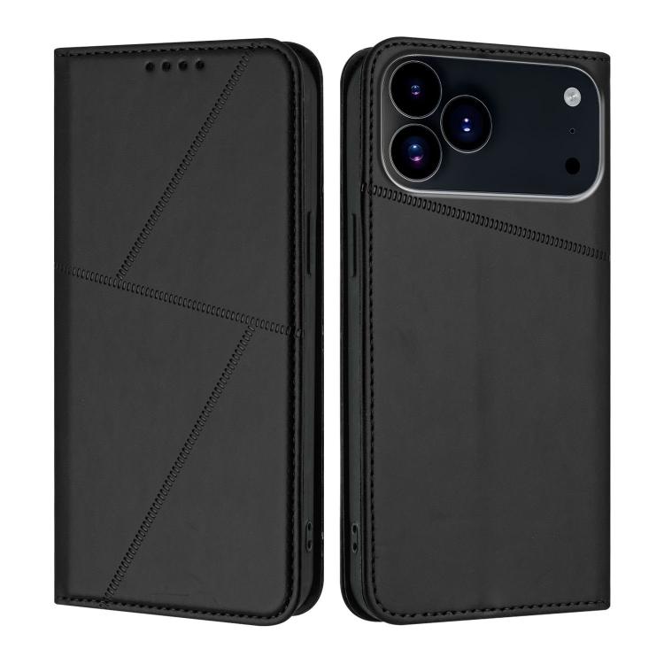 Strong Magnetic Frosted Flip Leather Case for iPhone 17 Pro Max - Black