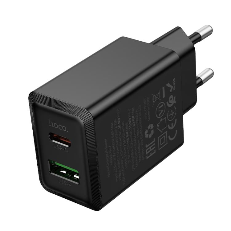 hoco N69 PD20W+QC3.0 Dual Port Charger - EU Plug (Black)