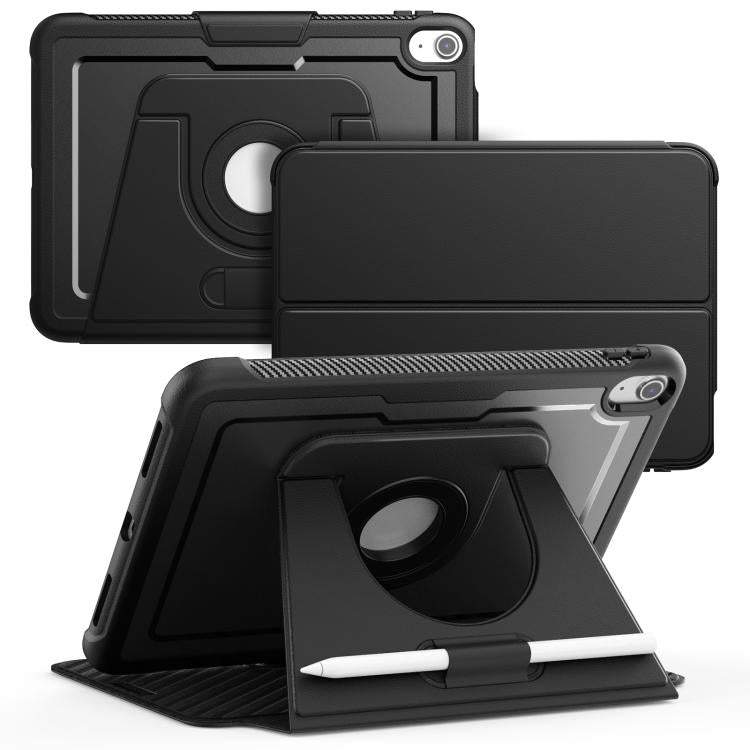 Apple iPad 2025 / 2022 Honeycomb Magnetic Rotation Holder Leather Smart Tablet Case (Black)