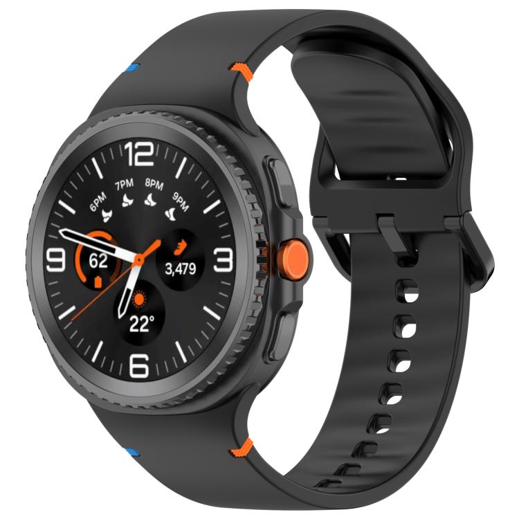Samsung Galaxy Watch8 Classic 46mm / Watch8 44mm / 40mm xDfind Stitched Solid Color Silicone Watch Band, Size:20mm (Black)