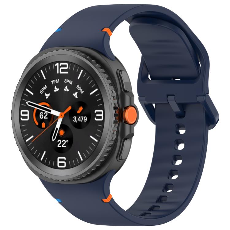 Samsung Galaxy Watch8 Classic 46mm / Watch8 44mm / 40mm xDfind Stitched Solid Color Silicone Watch Band, Size:20mm (Midnight Blue)