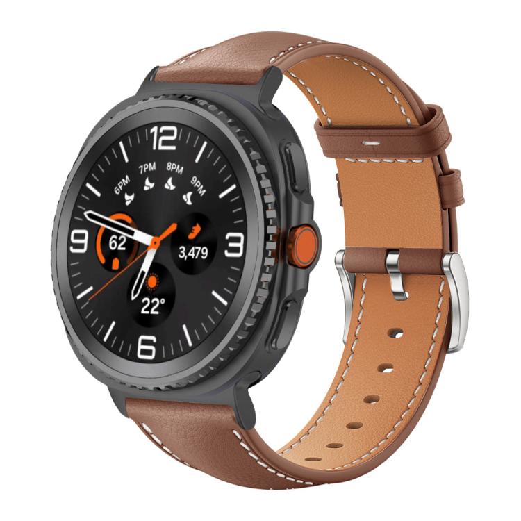 Samsung Galaxy Watch8 Black Shark Leather Band - Coffee