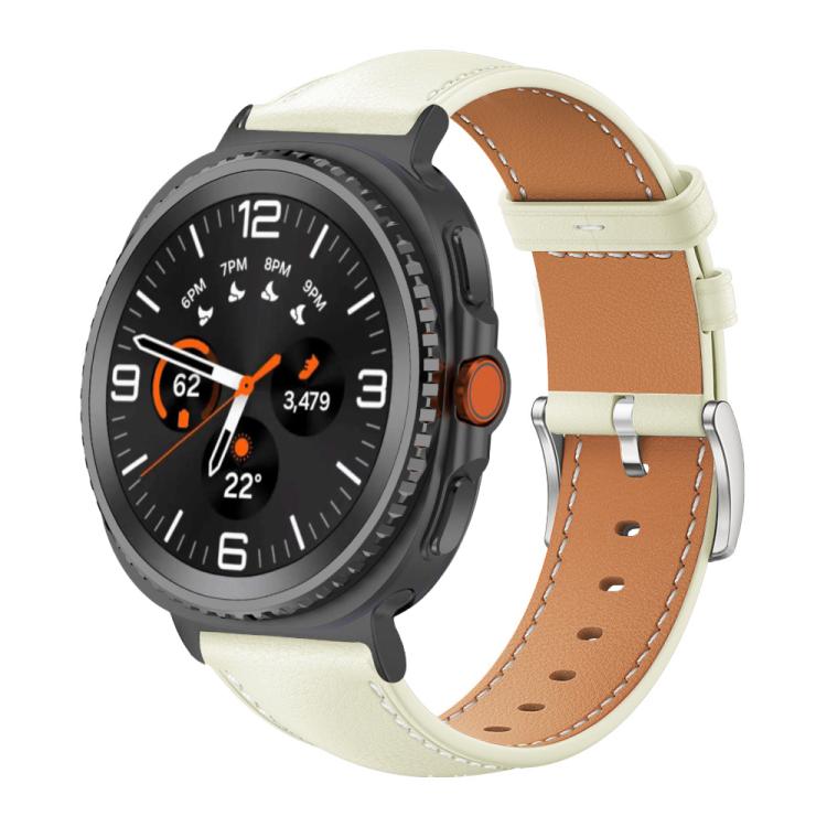 Samsung Galaxy Watch8 20mm Black Shark Leather Band - Creamy White