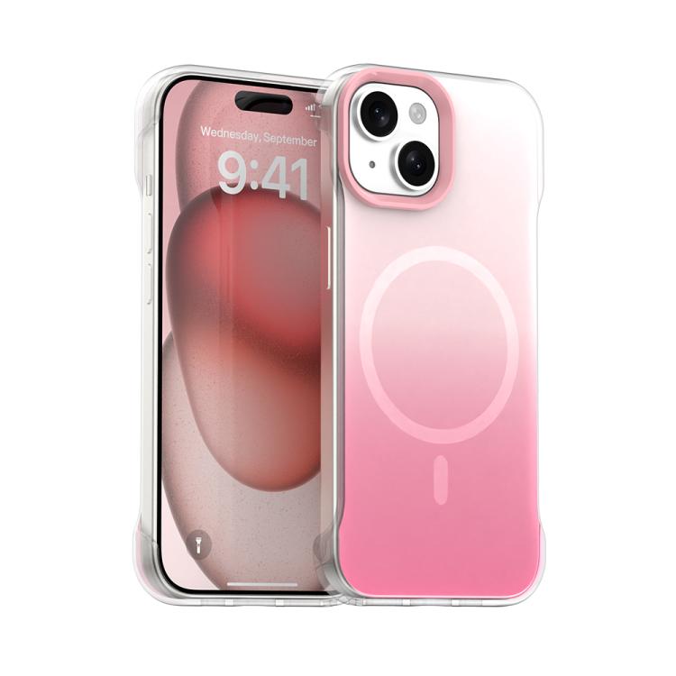 Apple iPhone 15 Borderless Series Magnetic MagSafe Gradient Color Phone Case Cover - Pink