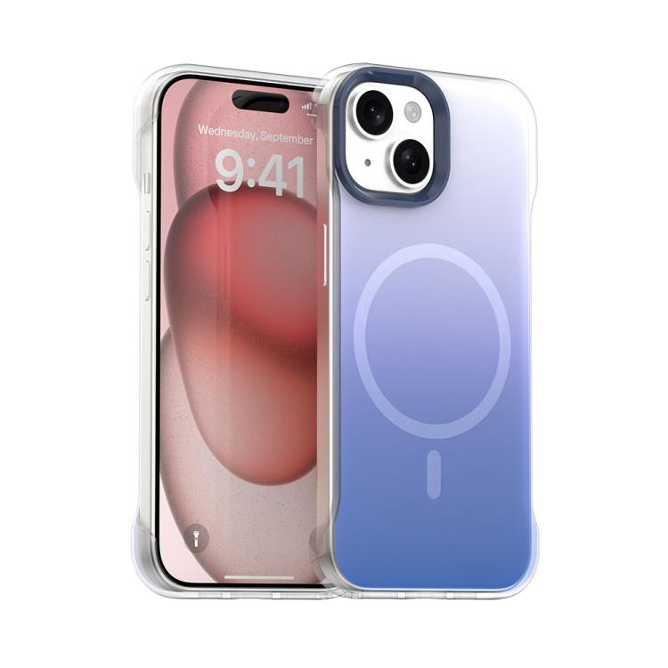Apple iPhone 15 Borderless Series Magnetic MagSafe Gradient Color Phone Case Cover - Blue