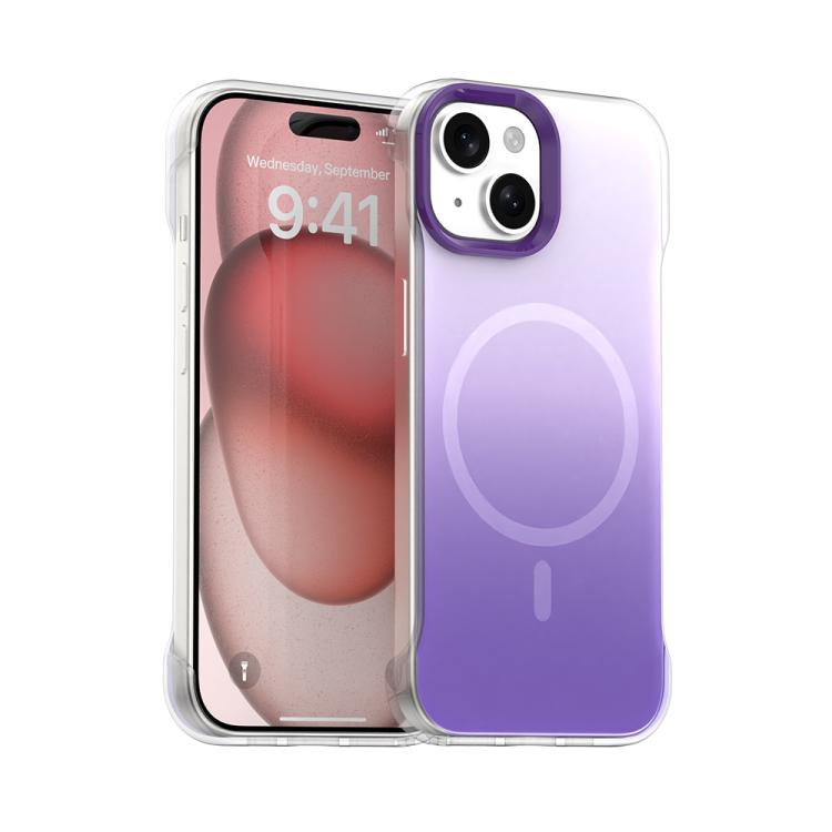 Apple iPhone 15 Borderless Series Magnetic MagSafe Gradient Color Phone Case - Purple