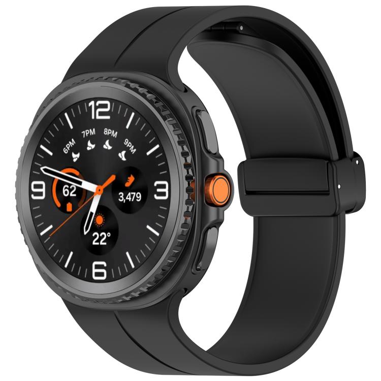 Samsung Galaxy Watch8 / Watch8 Classic xDfind Fold Black Buckle Magnetic Silicone Watch Band (Black)