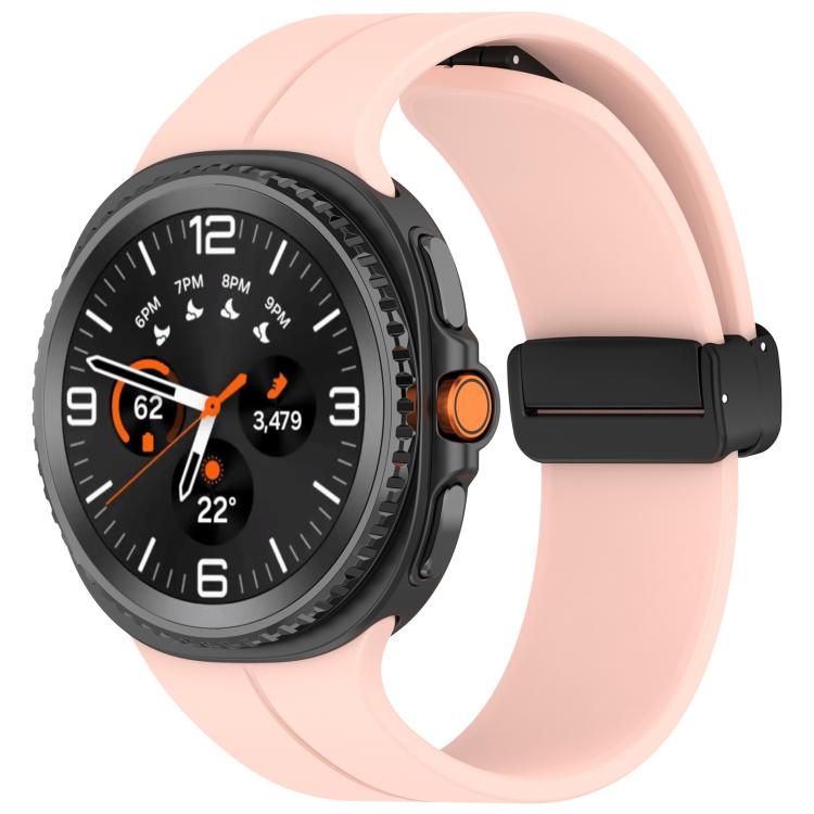 Samsung Galaxy Watch8 / Watch8 Classic xDfind Fold Black Buckle Magnetic Silicone Watch Band (Pink)
