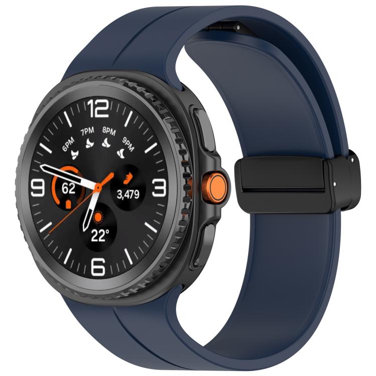 Samsung Galaxy Watch8 / Watch8 Classic xDfind Fold Black Buckle Magnetic Silicone Watch Band (Midnight Blue)