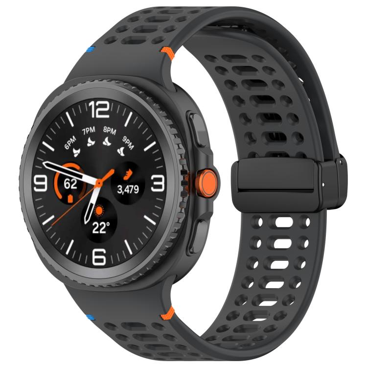 Samsung Galaxy Watch8 / Watch8 Classic xDfind Magnetic Black Buckle Silicone Watch Band (Official Space Grey)