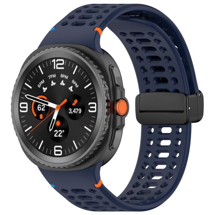 Samsung Galaxy Watch8 / Watch8 Classic xDfind Magnetic Black Buckle Silicone Watch Band (Midnight Blue)